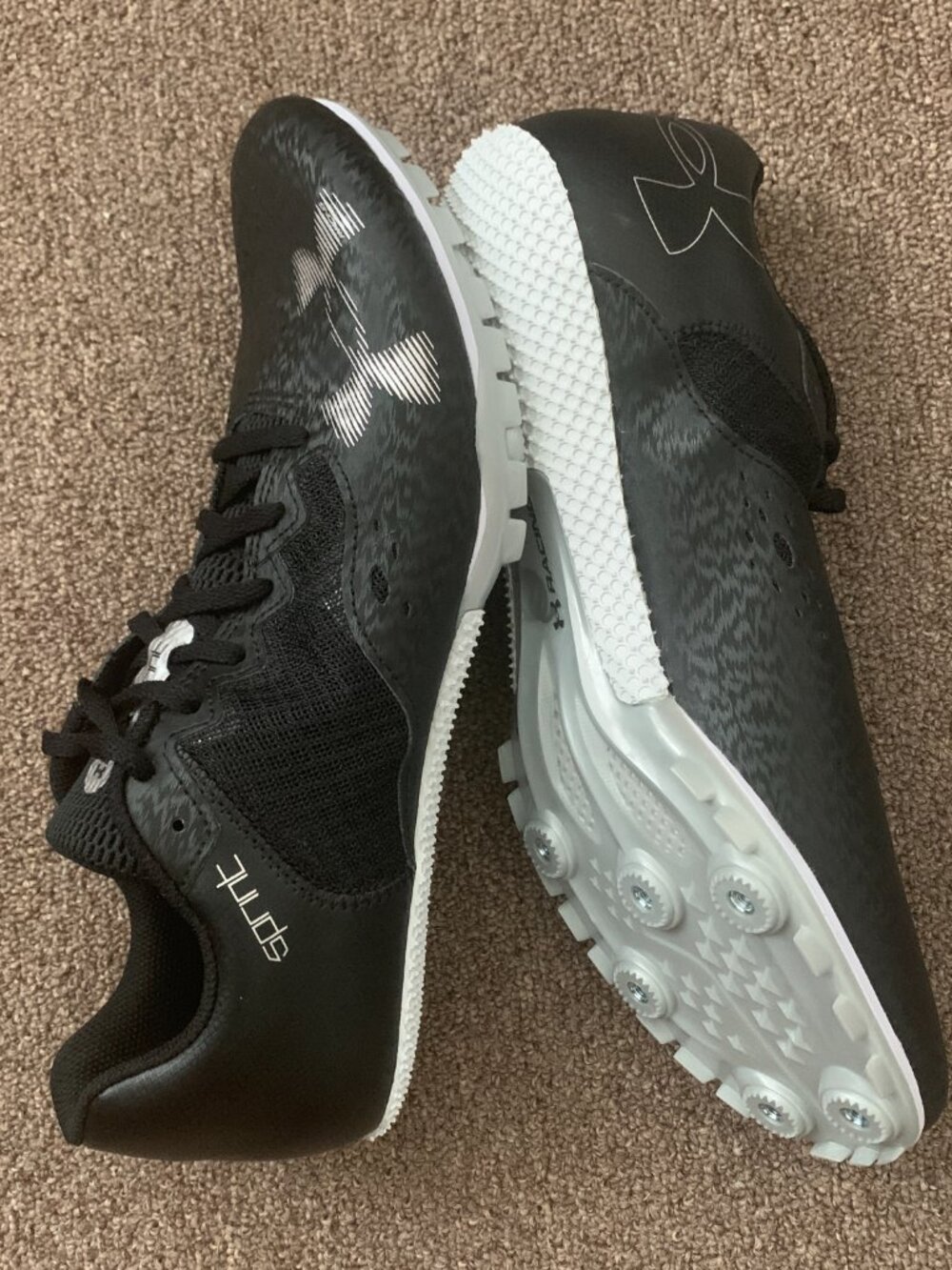Under Armour Kick Sprint Track Spikes Shoes Men Size 13 Women 14.5 Black